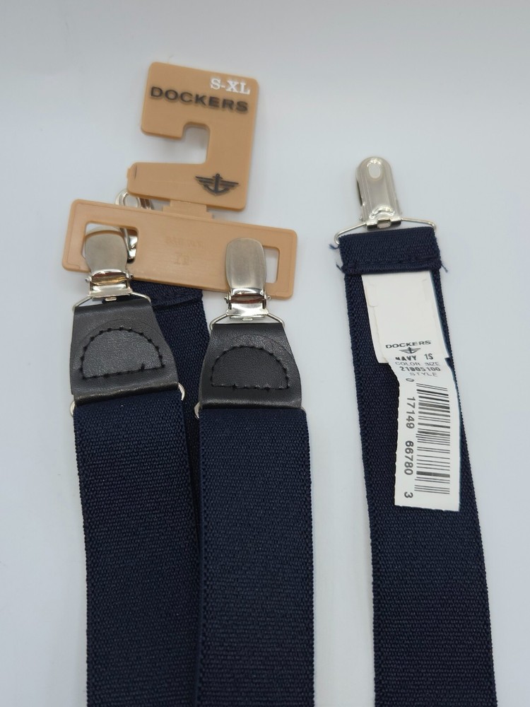 New Dockers Adjustable Elastic Solid Suspenders • Navy • Small-XLarge