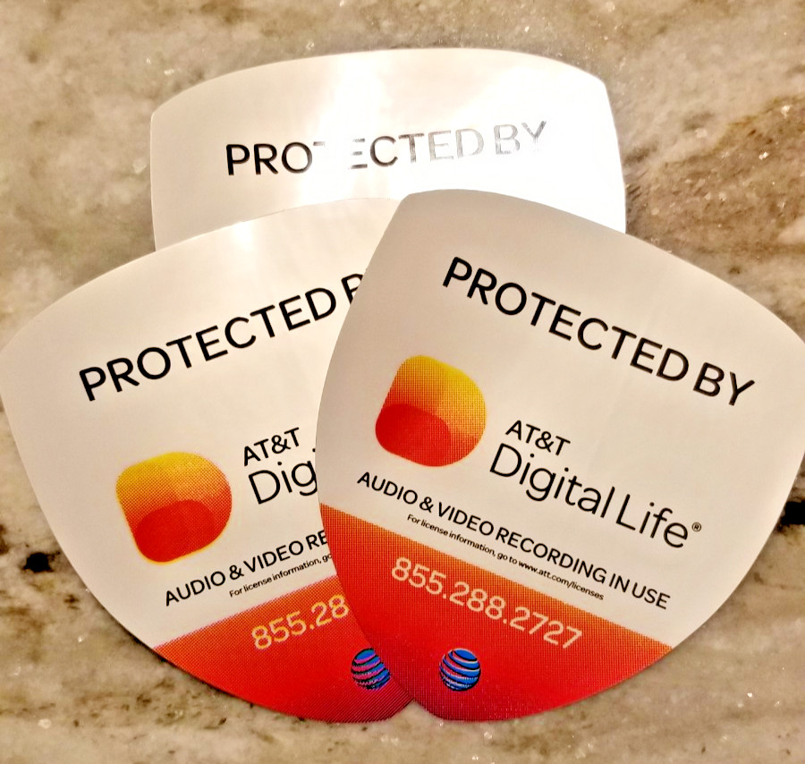 3 AT&T Digital Life Security System Window Stickers