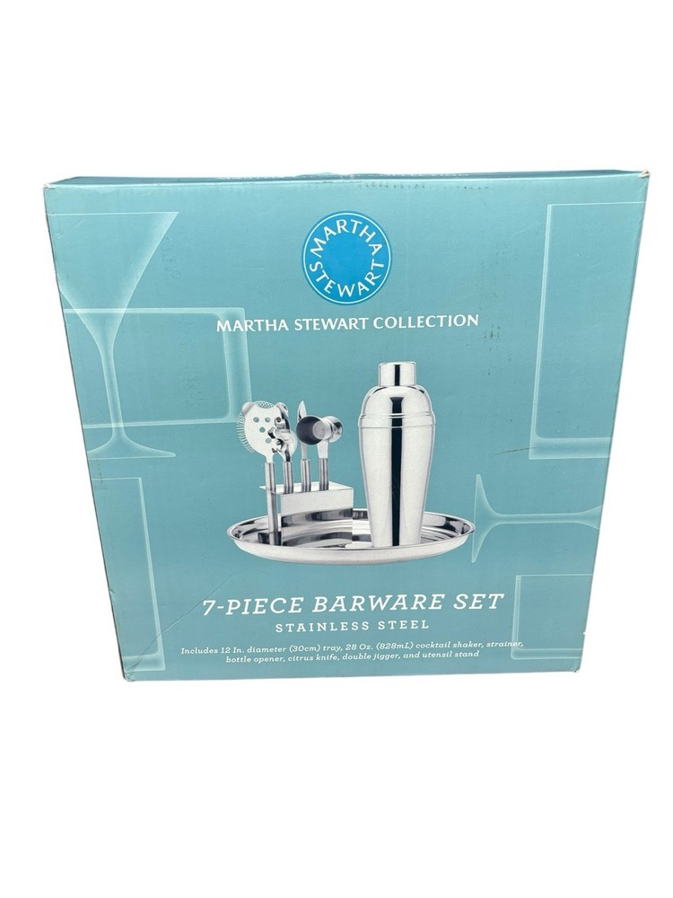 Martha Stewart Collection 7-piece Barware Set OPEN BOX - Missing Jigger