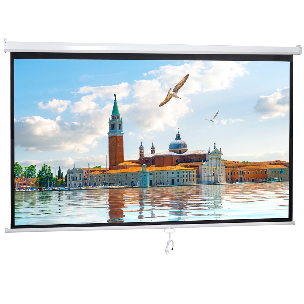 Projector Screen 100'' 16:9 HD Manual Pull Down Projection Screen for Home Use