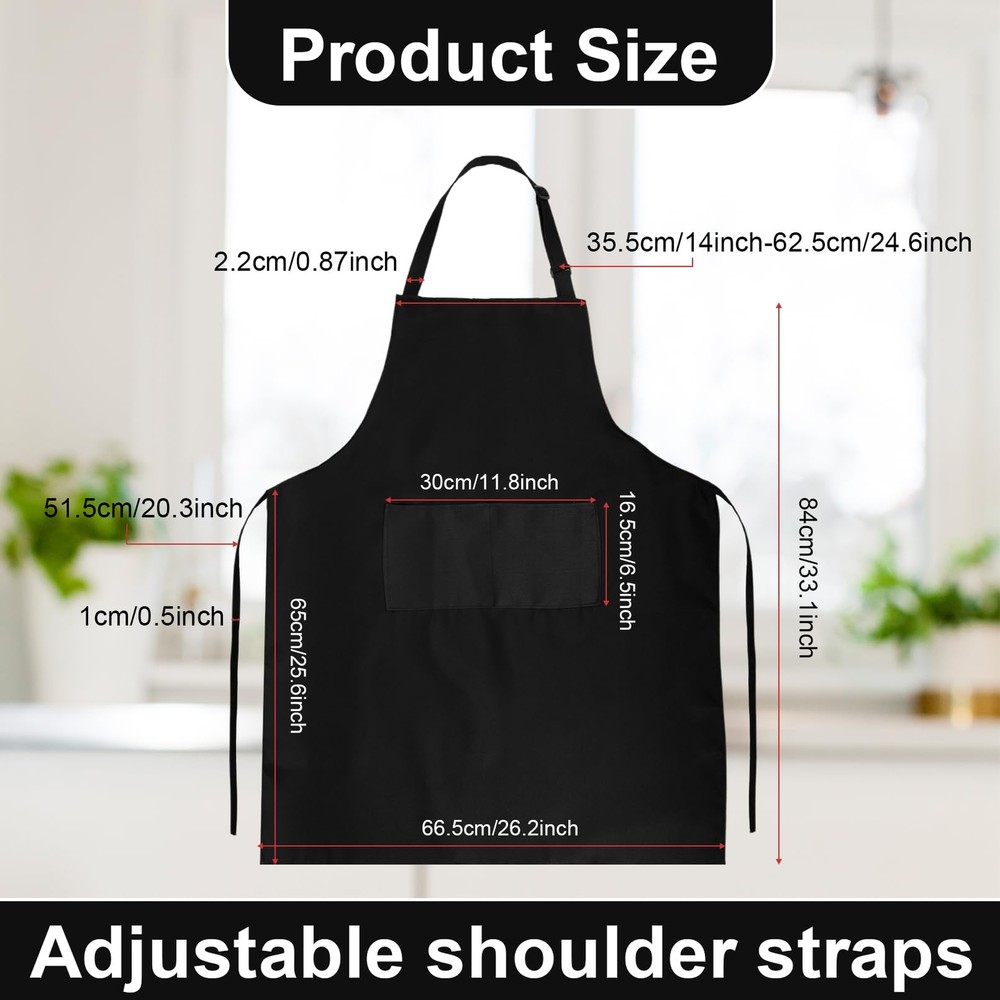 12Pcs Bib Aprons BulkAdjustable Black Apron with 2 PocketWaterproof Kitchen A...