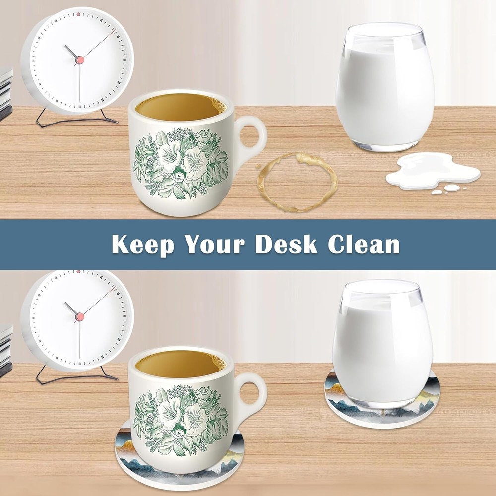 Coasters for Drinks,Modern Gold Mountain Tree Modern