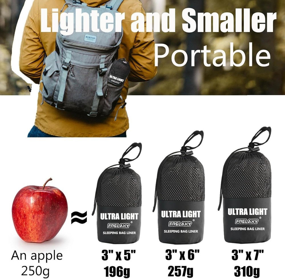 Ultralight Sleeping Bag Liner - Lighter & Compact, 3 Sizes Travel Sheets & Ad...