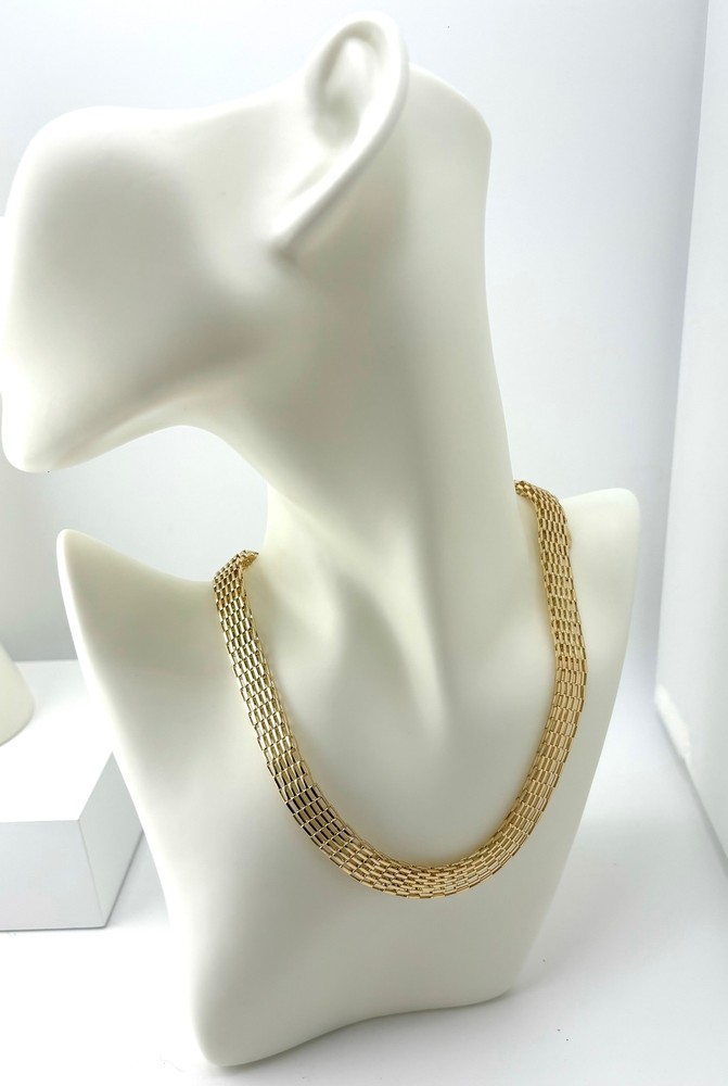 Gold Mesh Link Chain Necklace