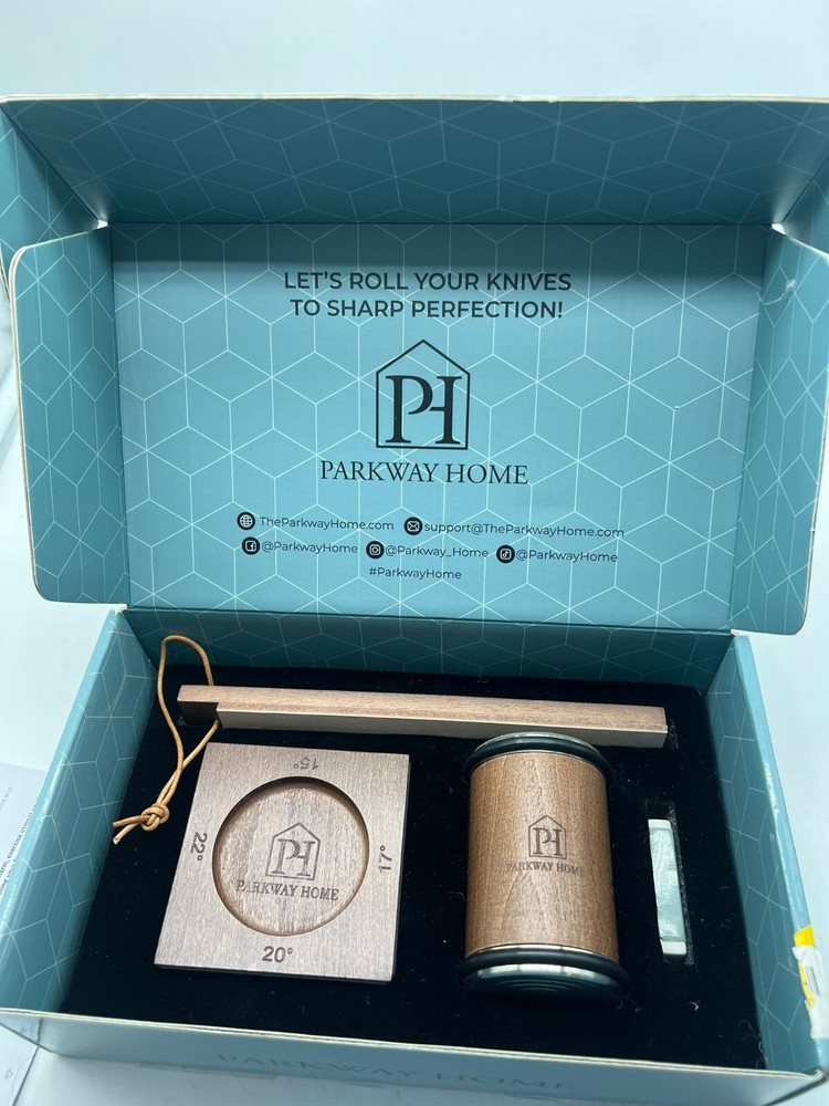 Rolling Knife Sharpener with Leather Strop and 15, 17, 20 & 22 Degree Angles