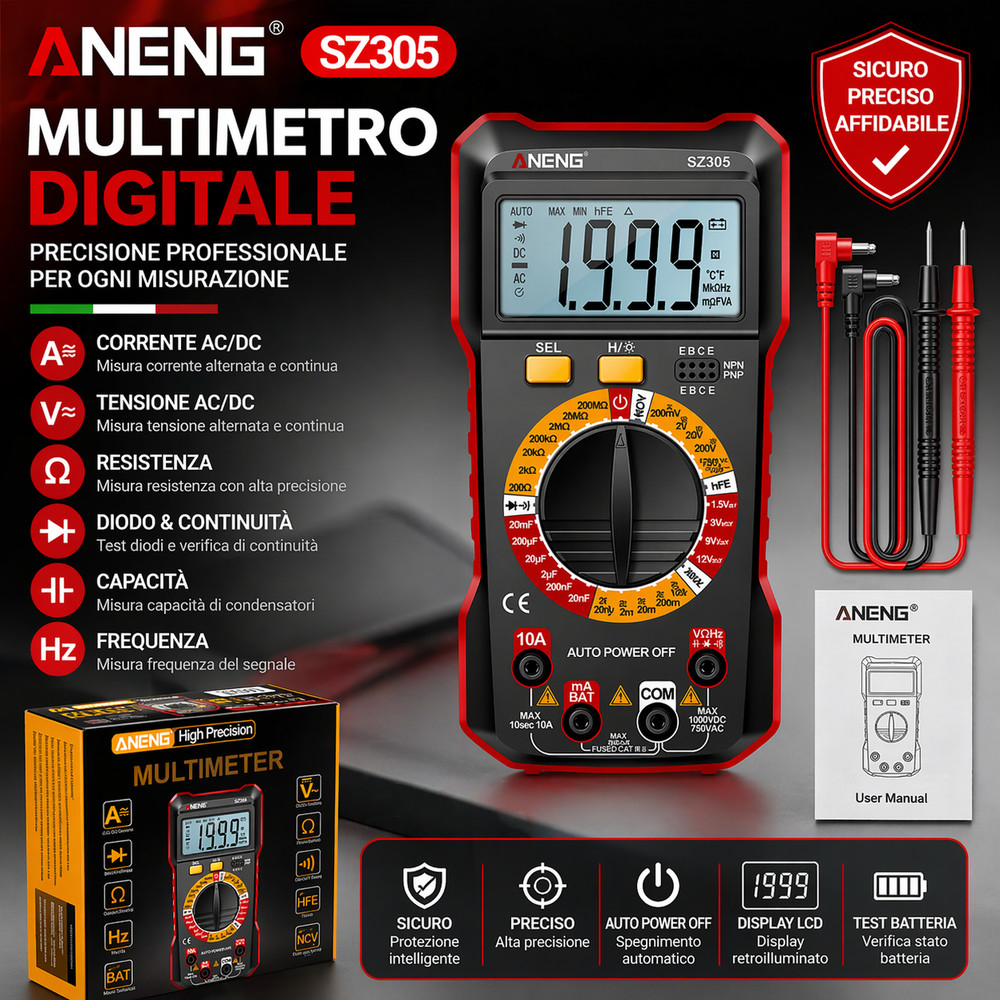 Professional Digital Multimeter Voltage Tester AC DC Ammeter