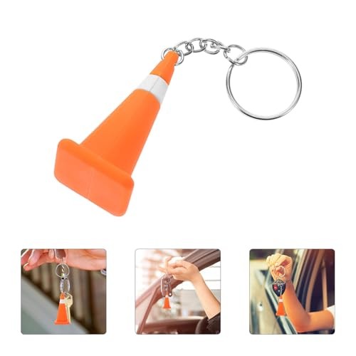 2Pcs Mini Traffic Cone Keychain Construction Key Ring Charm for Bag Backpack