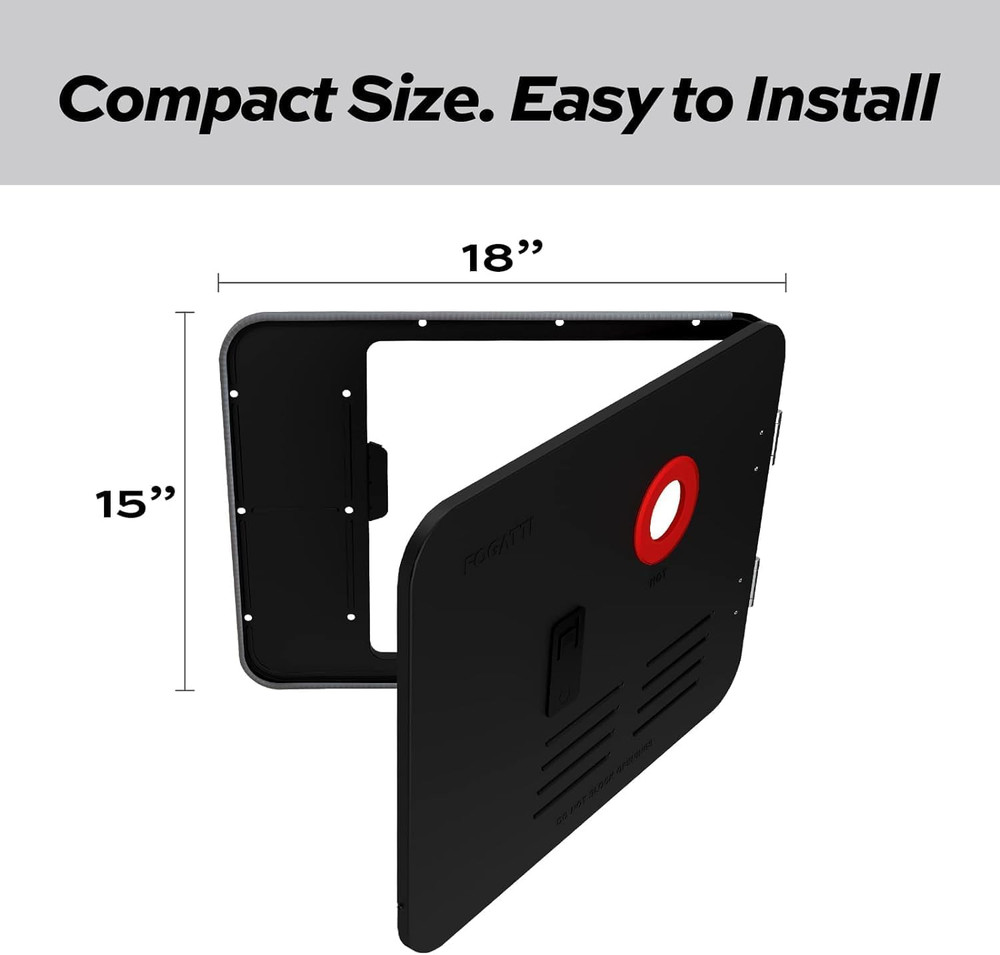 15" x 18" RV Water Heater Black Door with Ring - Durable & Stylish Accessory