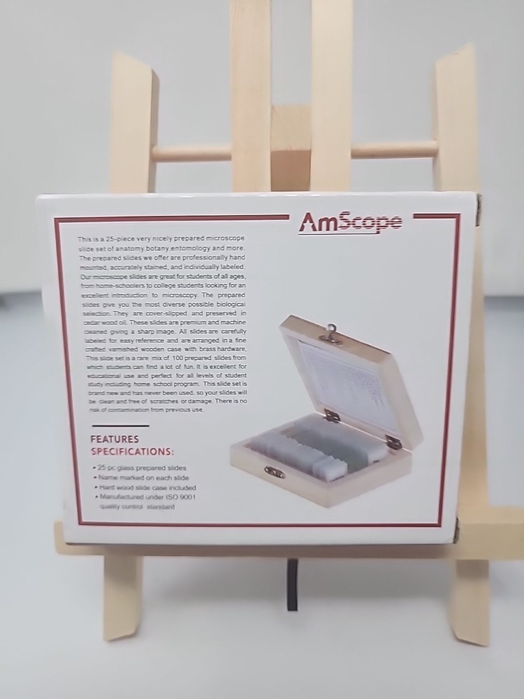 AmScope PS25 Prepared Microscope Slide Set for Basic Biological Science