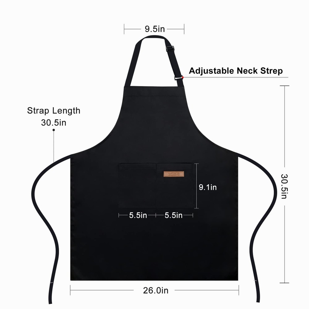 Apron, Adjustable 2 Pack Bib Aprons with 2 Pockets Cooking Kitchen Aprons for...
