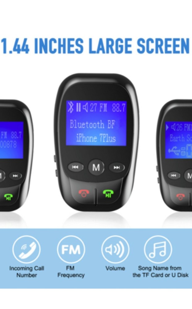SYLVANIA Bluetooth FM Audio Transmitter Hands Free for Car -Black