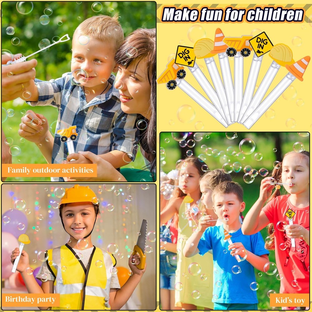 48 Pcs 4.2'' Construction Bubble Wand for Kids, Mini Bubble Wands Bubbles for...