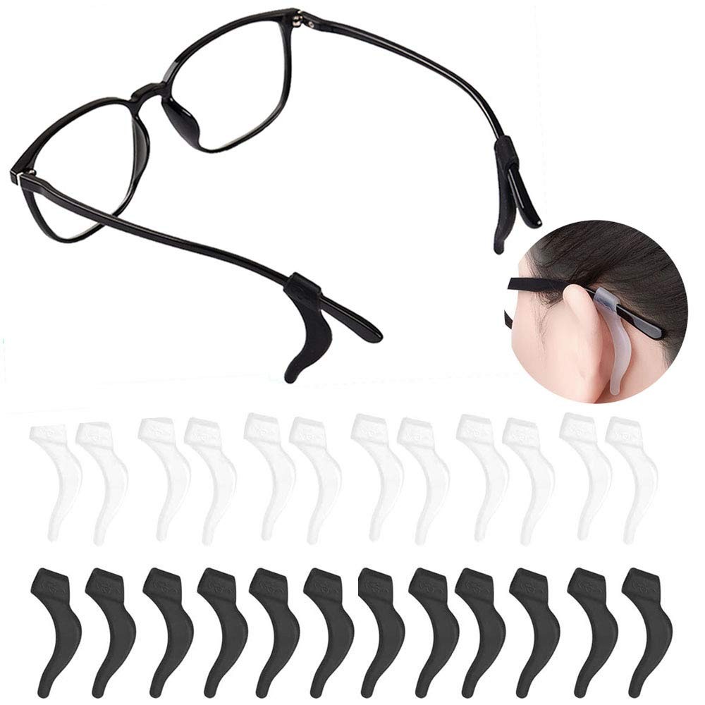HKIDEE Eyeglass Ear Grip, Anti - Slip Comfortable Silicone Small, Black
