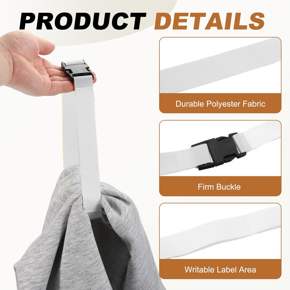 2 Pcs Multipurpose Laundry Strap with Buckle, White