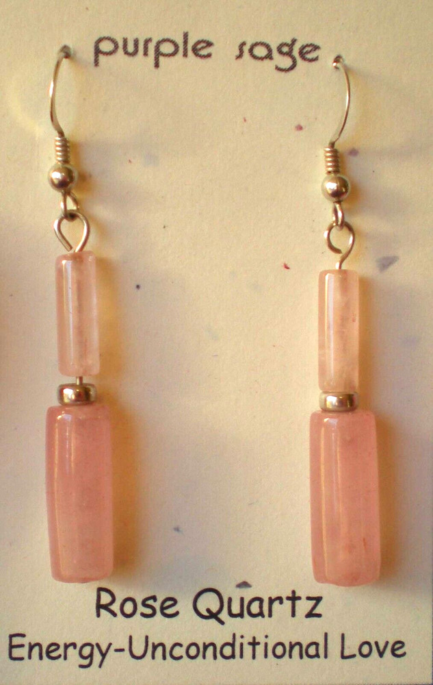 Rose Quartz Bead Earrings - Sterling Silver - Love & Peace e122