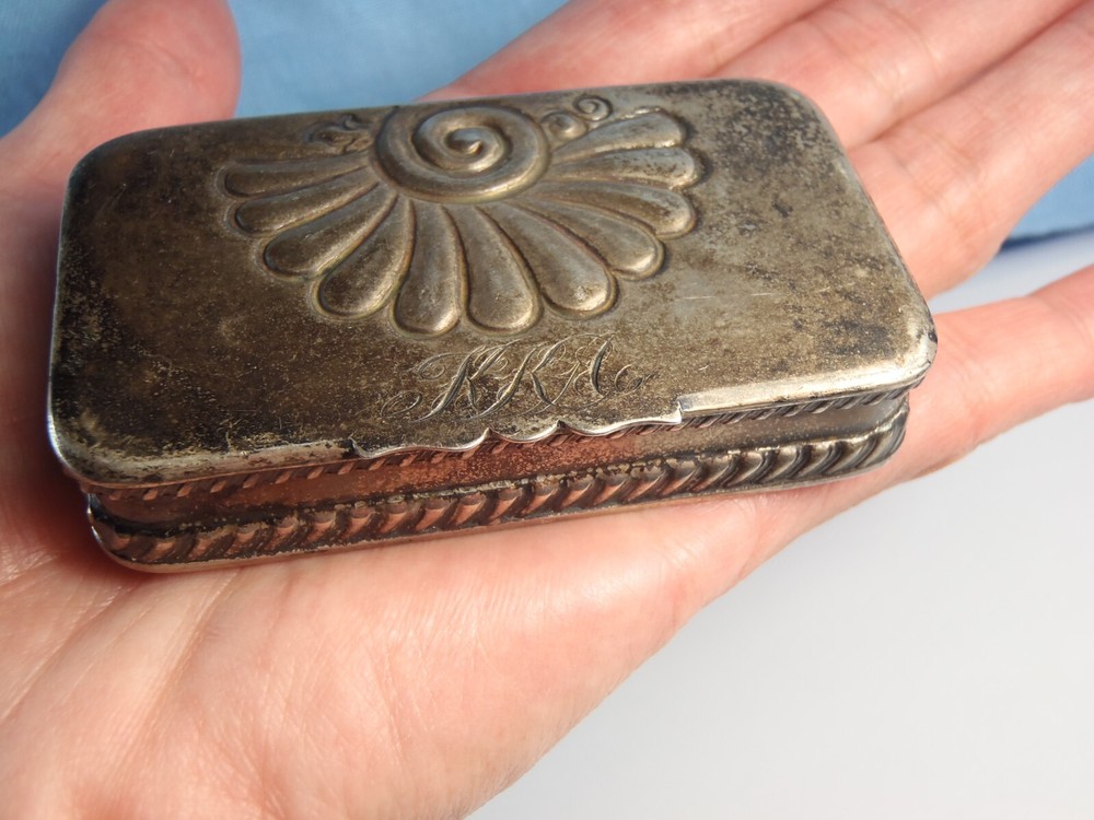 Antique 1892 Howard Co Sterling Silver 2 Compartment Stamp Box