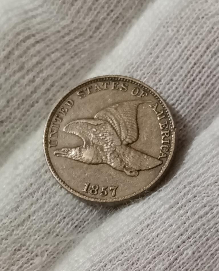 1857 Flying Eagle cent, XF+