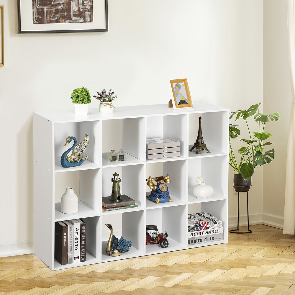 12-Cube Stackable Storage Organizer Display Bookcase for Home Office Decor