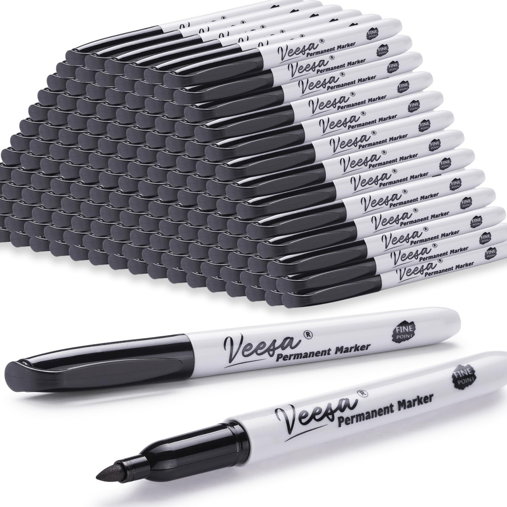 Permanent Markers Black Bulk Fine Point 100 Pack Permanent Marker Set for Office
