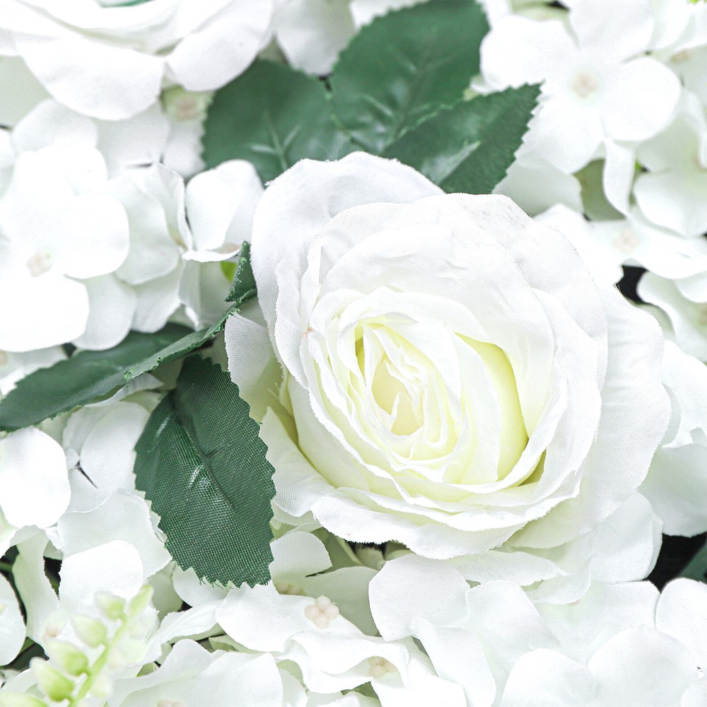 6PCS Artificial White Rose Flower Wall Backdrop Wedding Road Decor Cloth+Plastic