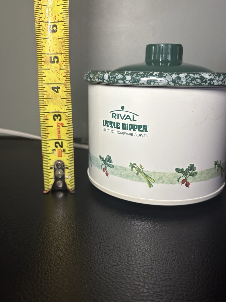 Rival Little Dipper Crock Pot Server Model 3204 White Green Lid