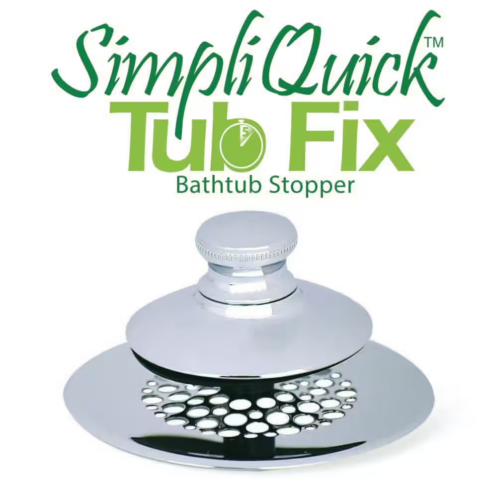 2.875 In. Simpliquick Push Pull Bathtub Stopper, Grid Strainer Silicone and Comp
