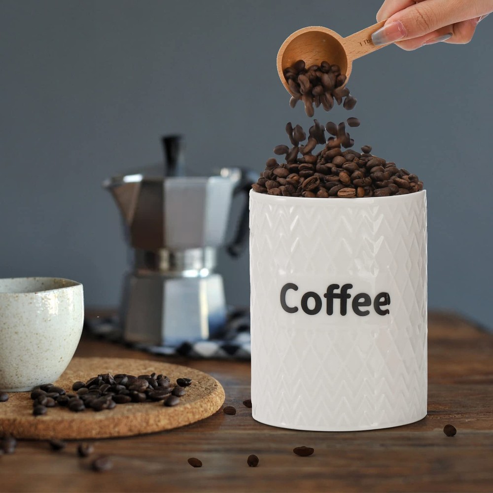 3 Pack Ceramic Kitchen Canister Set Tea Coffee Sugar Container Set