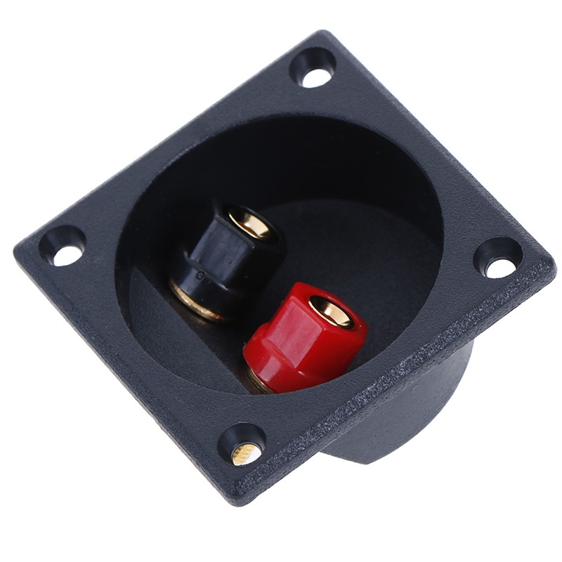 Square shape double binding post type speaker box terminal cup black and reYJQ6