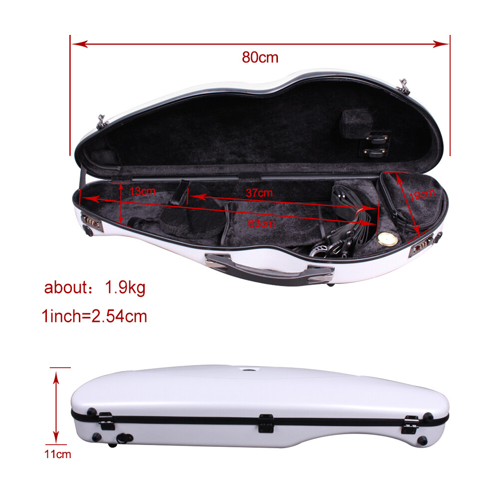 White Violin Case 4/4 full size Strong Light Carbon fiber hard shell Code lock