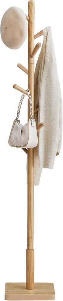 Solid Wood Coat Rack Free Standing Hall Coat Tree W/ 8 Hooks 3 Height Options US