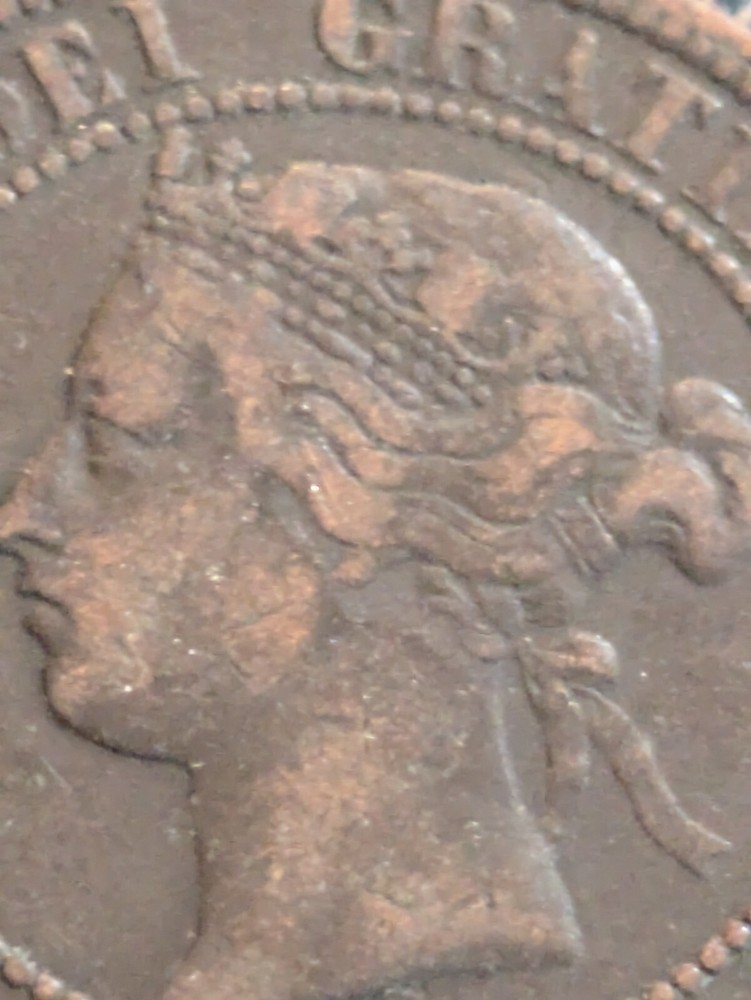 1876 H Canada 1 one cent large penny VF + Original