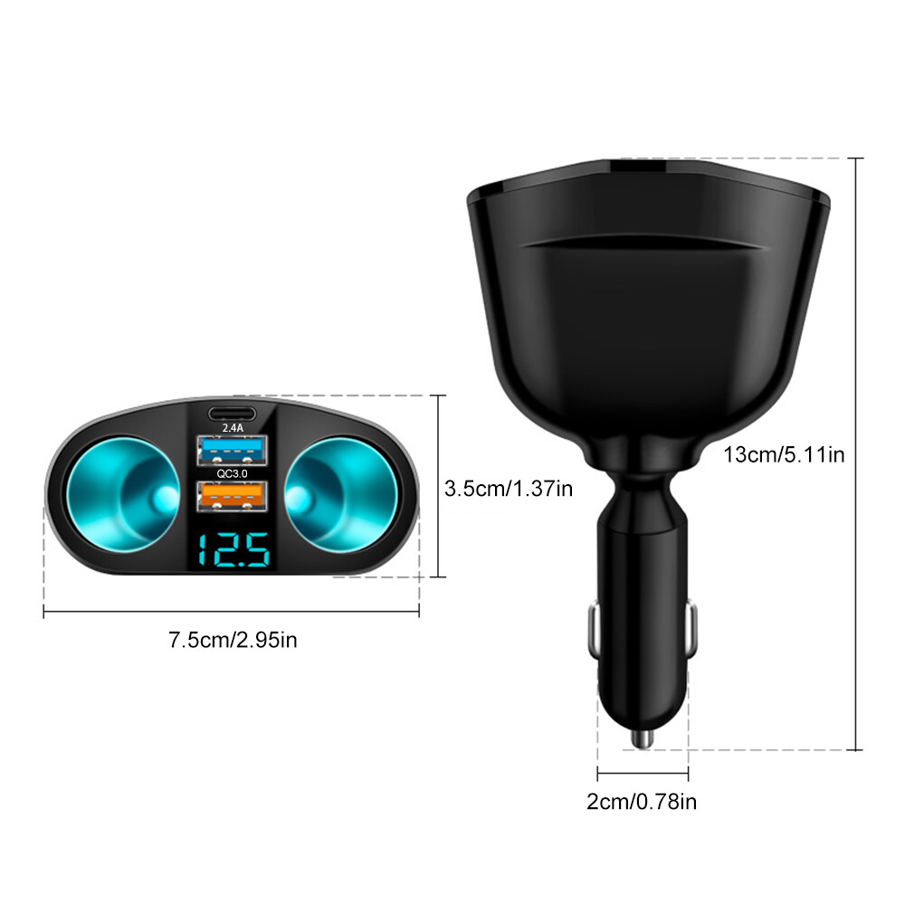 Dual USB Car LCD Cigarette Lighter Socket Splitter Charger Power Adapter DC/12V