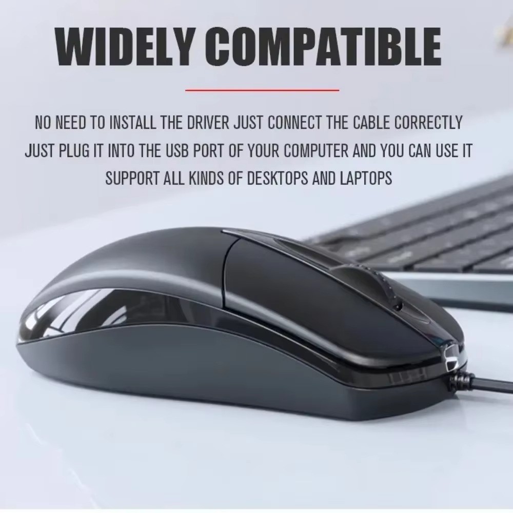 USB 2.0 Optical Wired Scroll Wheel Mouse PC Laptop Notebook Desktop Black Mice.
