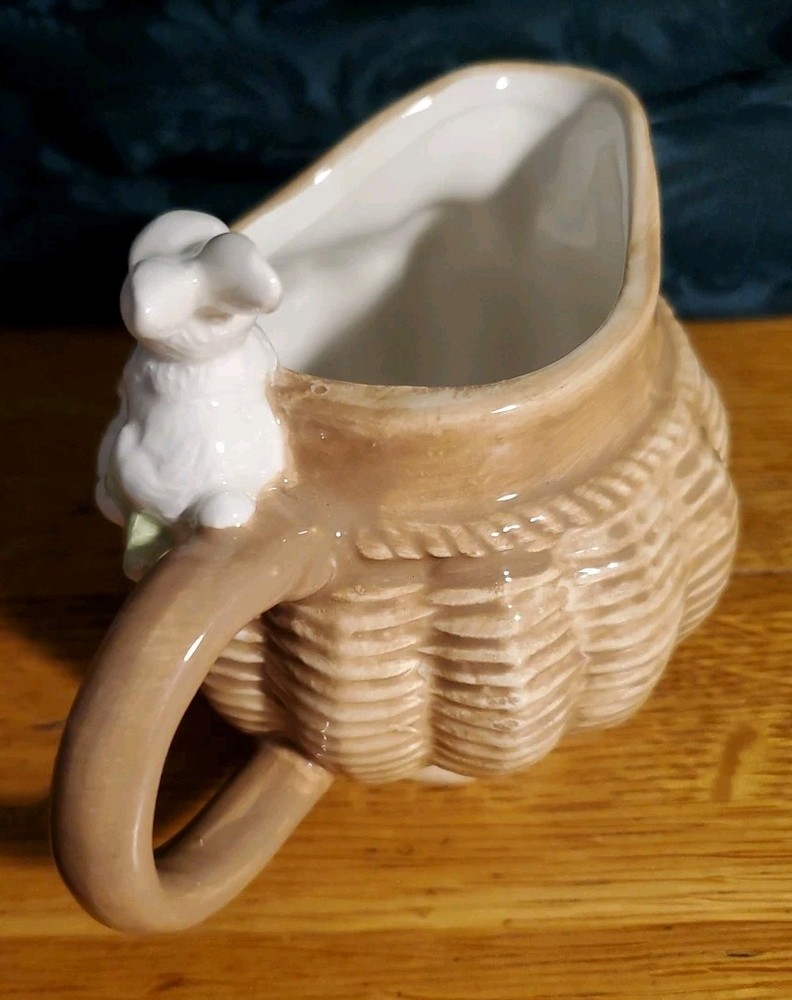 Corner Ruby Spring Easter Collection, Bunny Rabbit 🐇 Basket Ceramic Creamer 4"H