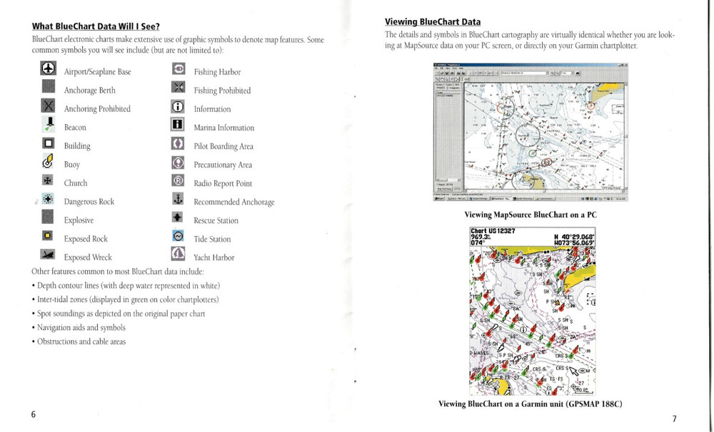 BLUECHART BLUE CHART USER'S GUIDE GARMIN 2003 Data Using MapSource Marine Map