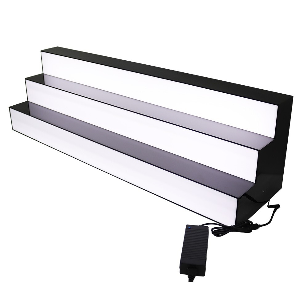 47" LED Lighted Glowing Liquor Bottle Display Shelf 3 Step Bottle Display Device