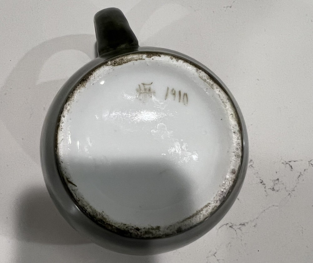 NICE 1910 Limoges Signed Hand Painted Crabapple Pitcher 4”