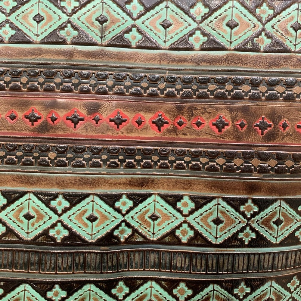 Embossed Leather Navajo Santa Fe Handpainted, Custom Cuts, Leather Sheets
