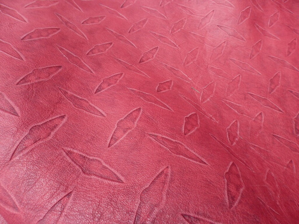 Cowhide leather 1/2 hide Bordeaux Embossed Decorative Sheet Metal Pattern 3-4 oz