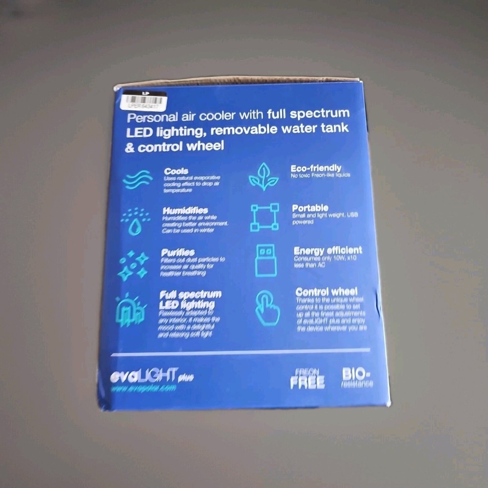 Used Open Box evaLight Plus EV-1500 Personal Air Cooler 10W Crystal White