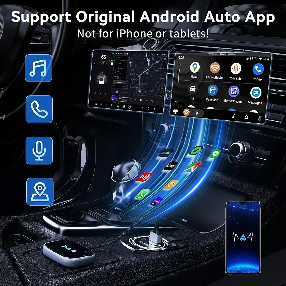 Android Auto Wireless Adapter Carplay Compatible, Latest NFC, Touchscreen