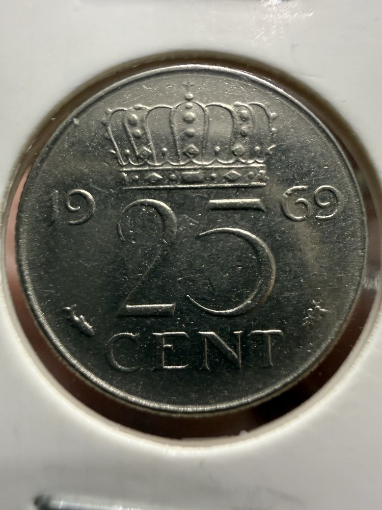 1969 Netherlands 25 Cent Coin - AU