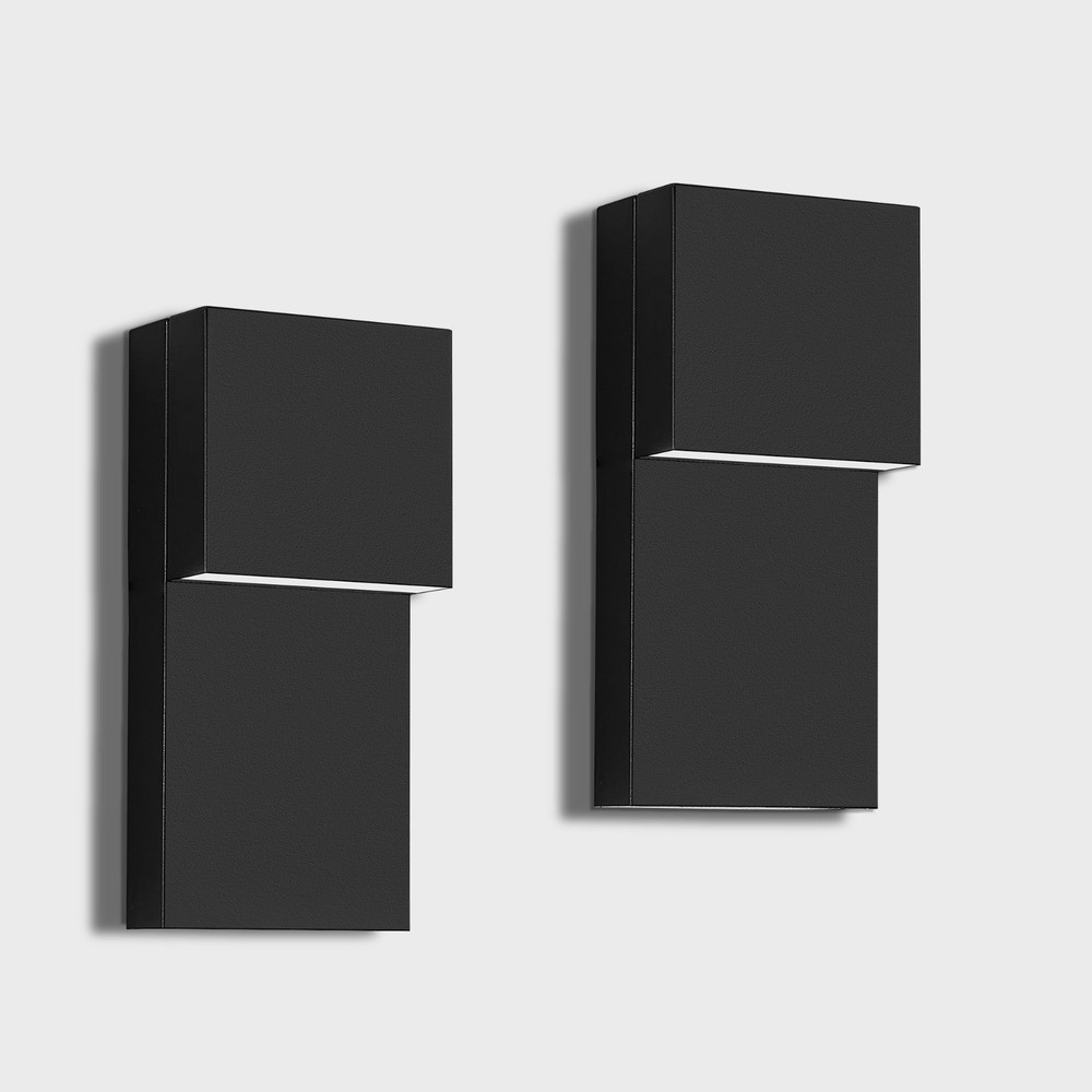 2-Pack 11.8 in. Black Wall Light
