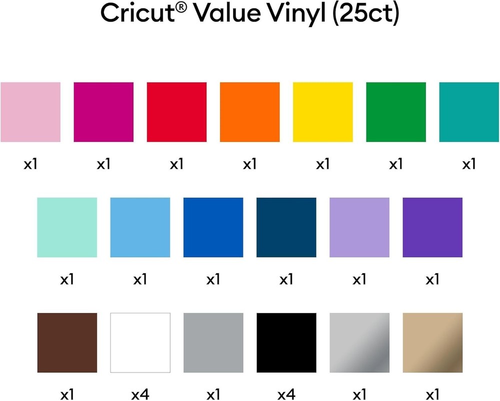 Permanent Vinyl Rainbow Sampler 25 Sheets 12x12 Ideal for Craft DIY Projects