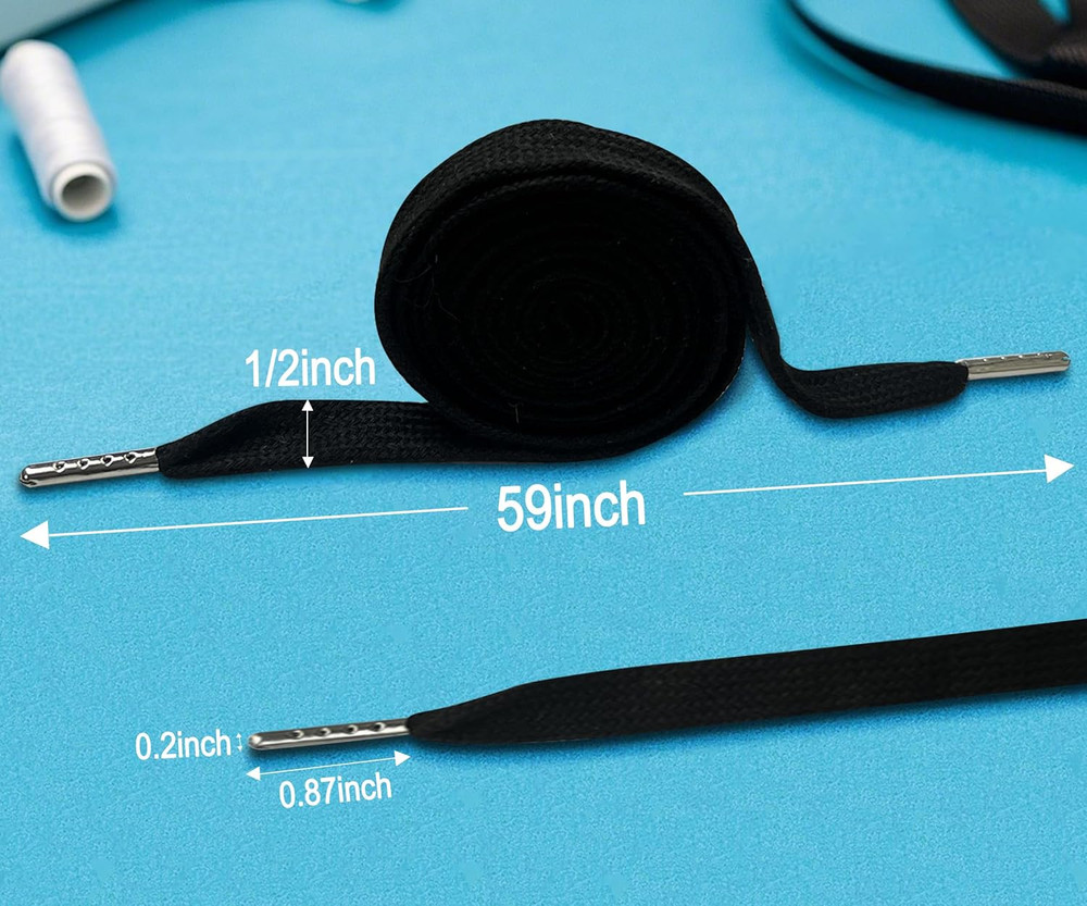 1/2" x 59" Flat Drawstring Cord with Easy Threader Drawstring Replacement for Sw