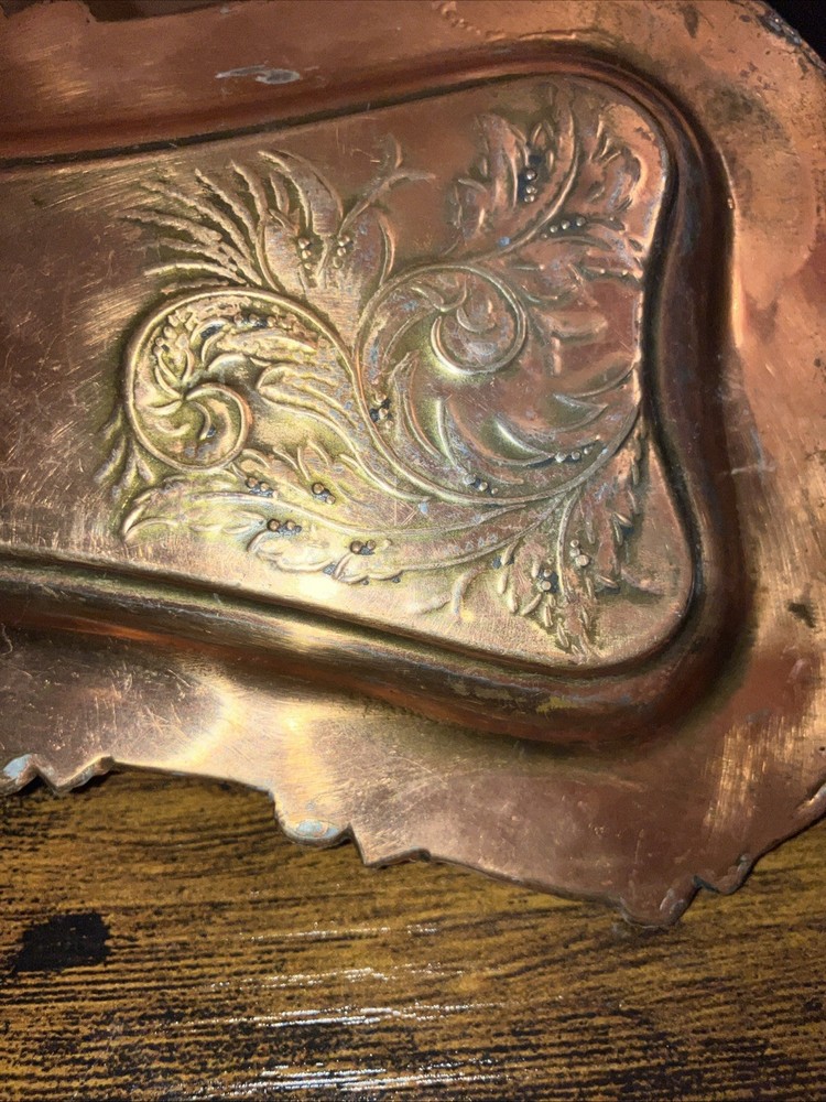 SNUFFER TRAY COPPER PLATE ON SILVER? 9”x4”