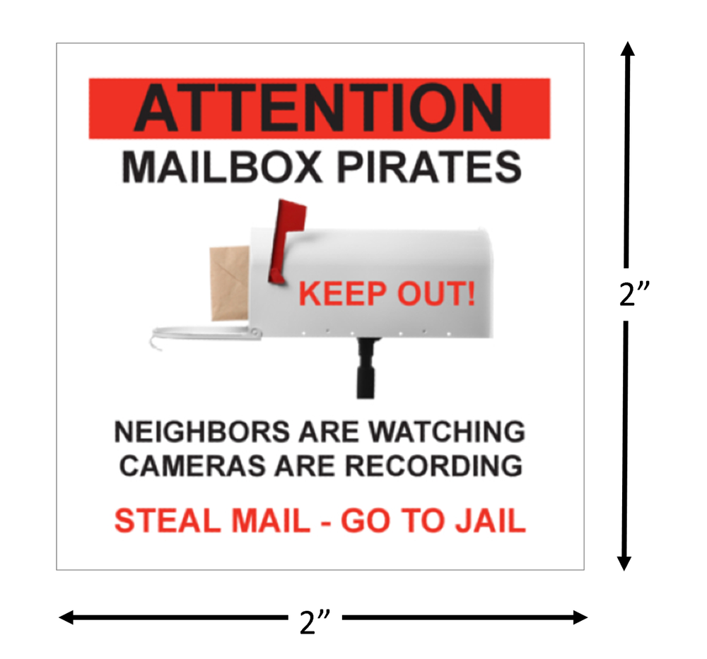 Mail Thief Warning Mini Stickers / 6 Pack + FREE Shipping