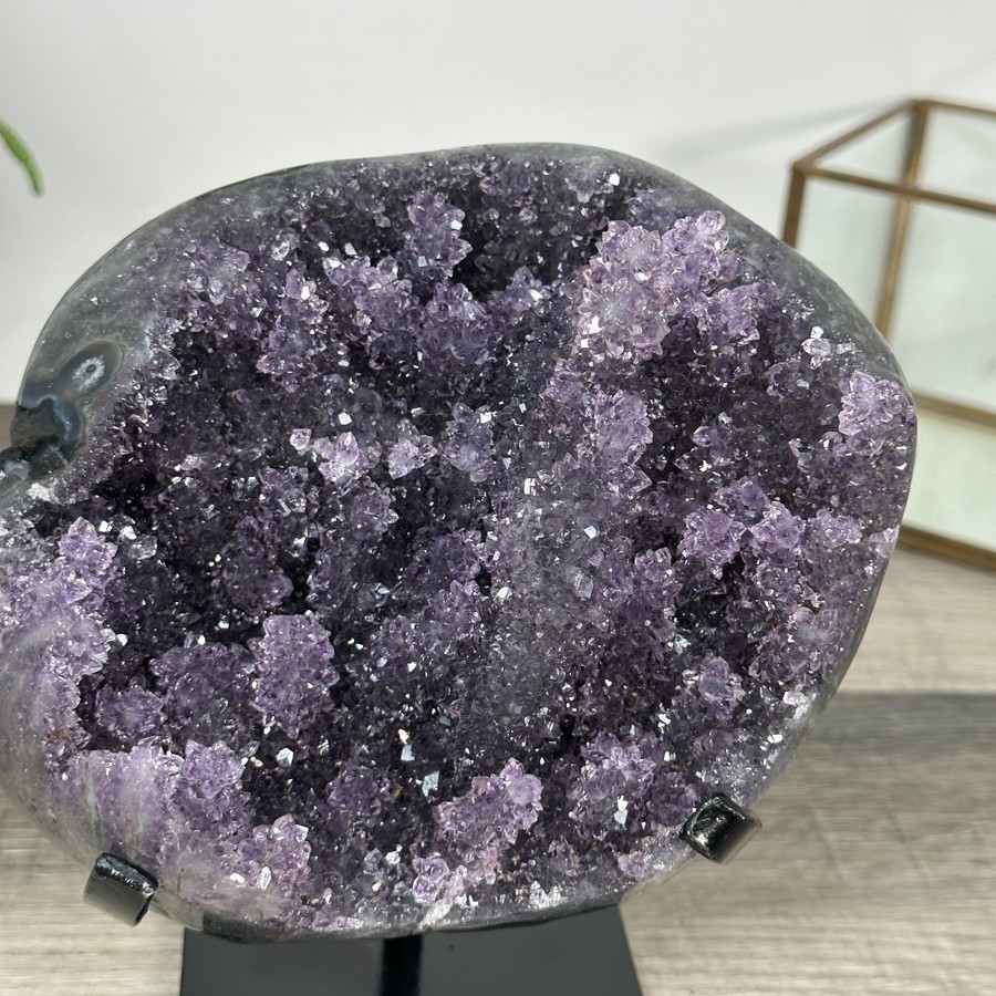 Deep Purple Amethyst Geode on Elegant Stand. MWS2765