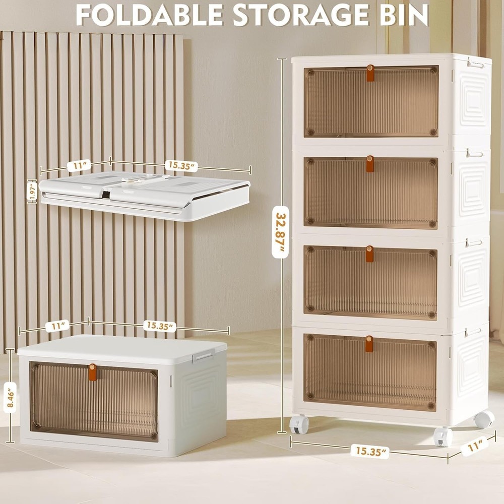 NEW.Four-Tier Plastic Storage Bin with Lid (23-Quart Capacity)
