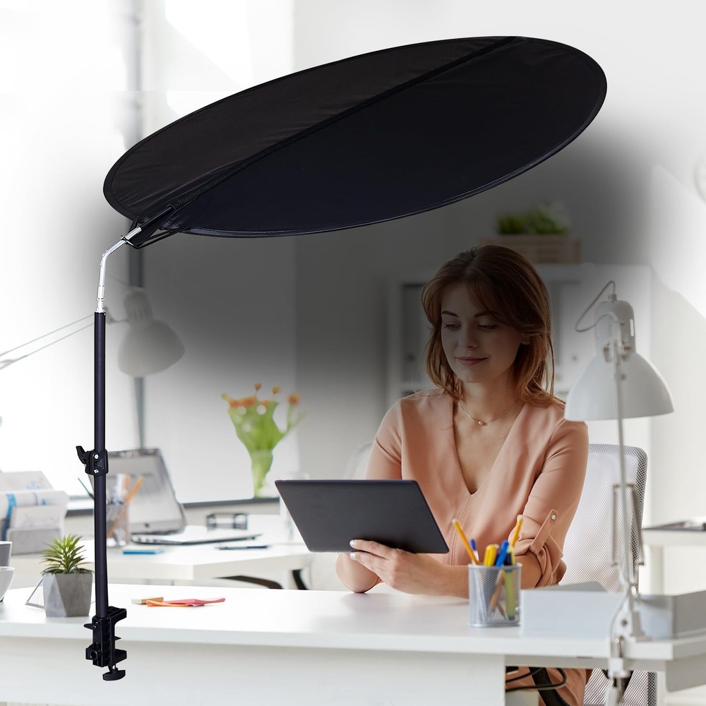 Office Cubicle and Desk Shade - Foldable 36" Circular Shading, Light-Proof Desk
